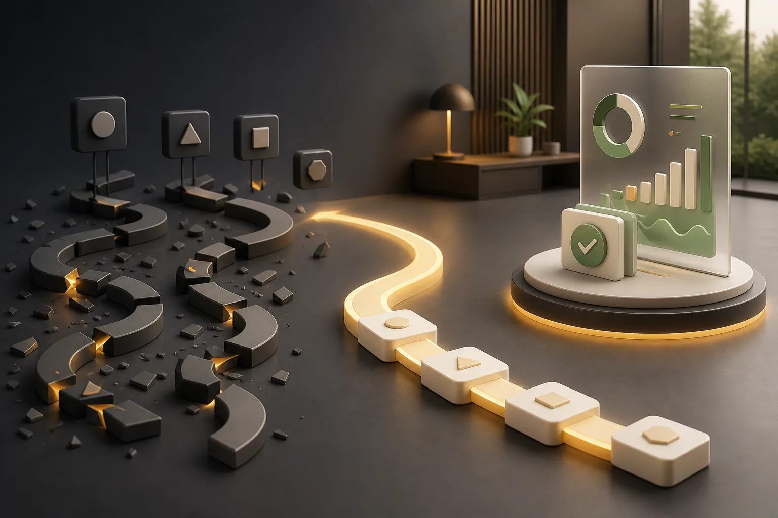 Streamlined operational process showing fewer errors shorter completion paths and clearer reporting