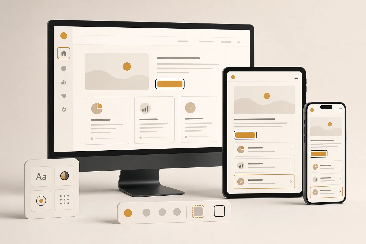 Accessible interface components adapting consistently across desktop tablet and mobile screens